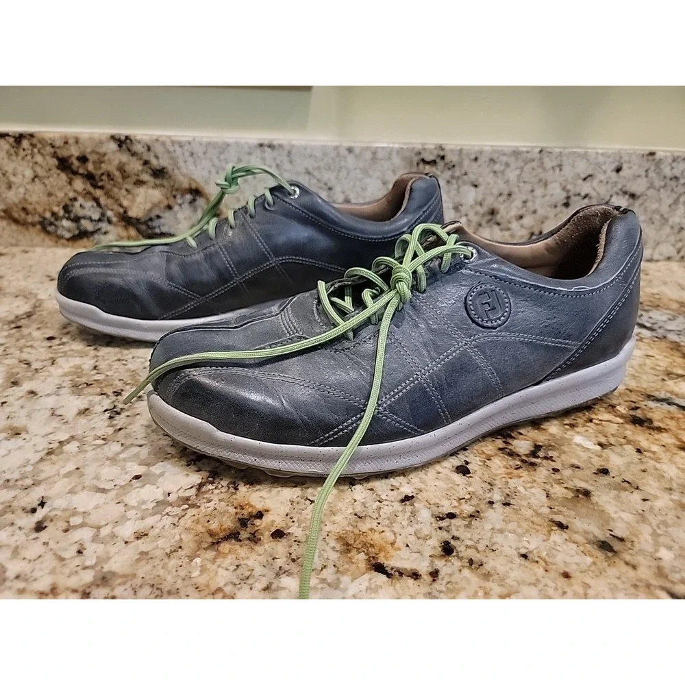 FootJoy FJ (57252) SpikeLess Golf Shoes Gray/Lime Green Leather Men's 9.5M